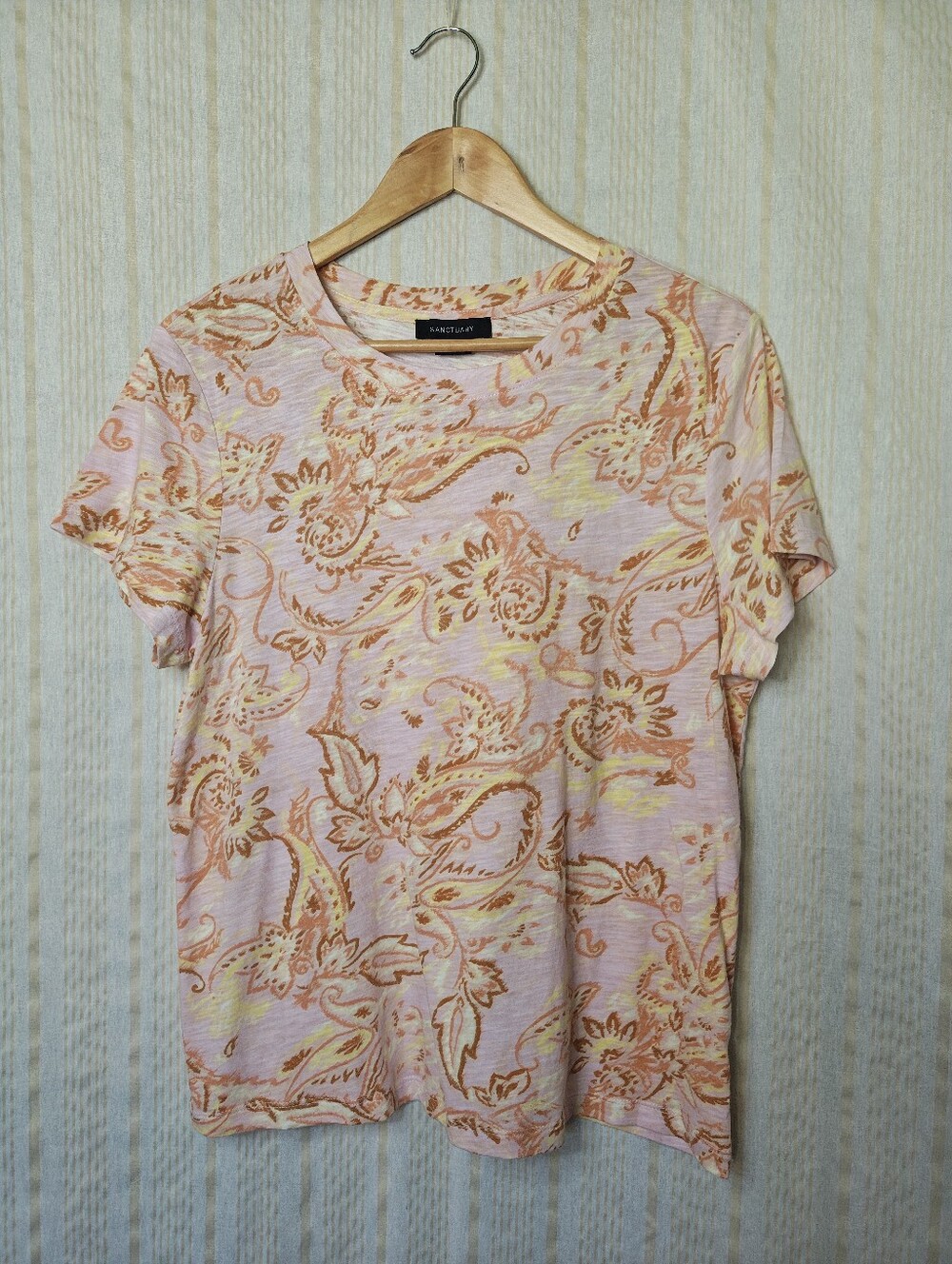Sanctuary Pink and Orange Paisley Short Sleeve Tee